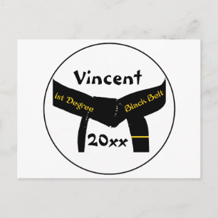 Briefkaart van de zwarte gordel in de eerste graad