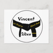 Briefkaart van de zwarte gordel in de eerste graad (Voorkant)