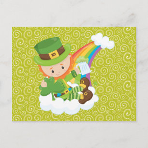 Briefkaart van de Zwemelen Leprechaun en Rainbow