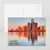 Briefkaart van Detroit Michigan (Voorkant / Achterkant)