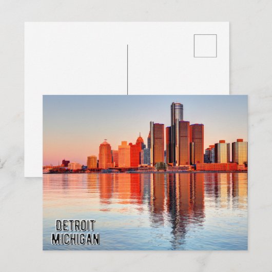 Briefkaart van Detroit Michigan (Voorkant / Achterkant)