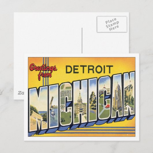 Briefkaart van Detroit Michigan USA (Voorkant / Achterkant)