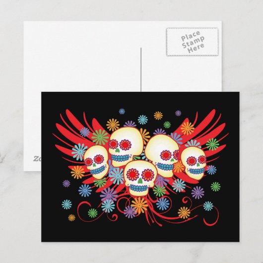 Briefkaart van Dia de los Muertos (Voorkant / Achterkant)