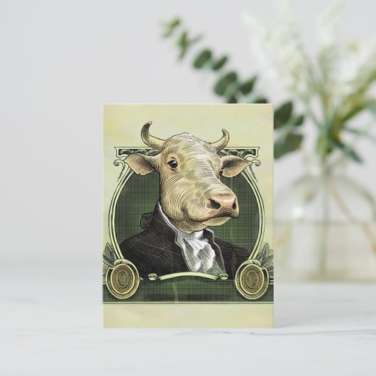 Briefkaart van dollaire koeien (Staand voorkant)