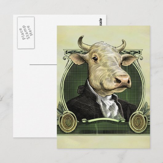 Briefkaart van dollaire koeien (Voorkant / Achterkant)
