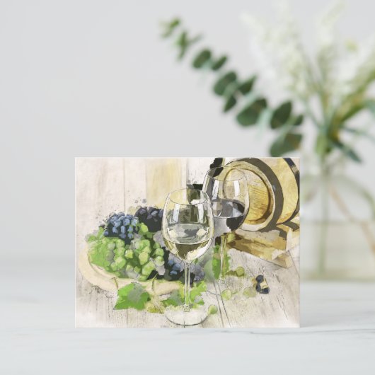 briefkaart van druiven en wijn (Staand voorkant)