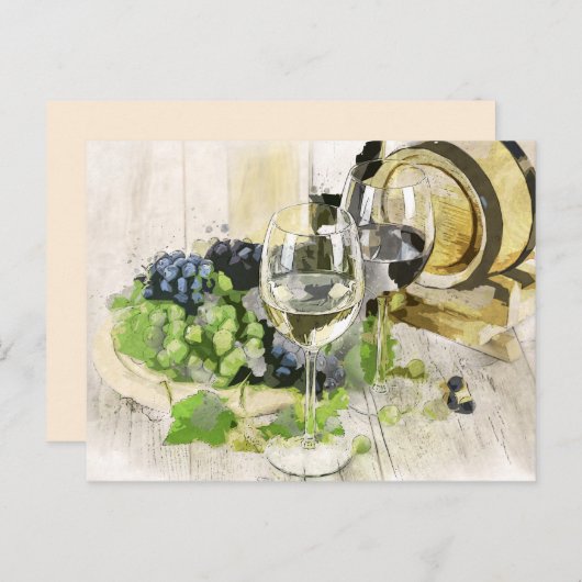 briefkaart van druiven en wijn (Voorkant / Achterkant)