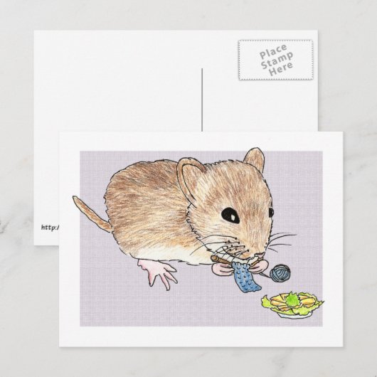 Briefkaart van een breibruine muis (Voorkant / Achterkant)