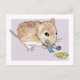 Briefkaart van een breibruine muis