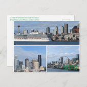 Briefkaart van een collage van Seattle's Skyline (Voorkant / Achterkant)