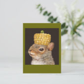 briefkaart van een eekhoorntje met maïs en erwten (Staand voorkant)