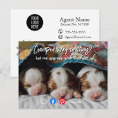 briefkaart van een grappig vastgoed, een gekke hon (Voorkant / Achterkant)