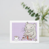 Briefkaart van een grijze hamster die een sjaal br (Staand voorkant)