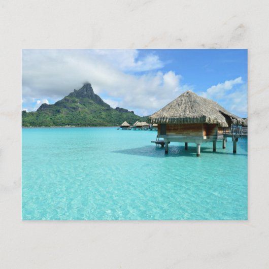Briefkaart van een overwateroord op Bora Bora (Voorkant)