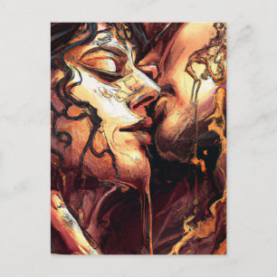 Briefkaart van een paar in de liefde