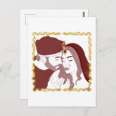 Briefkaart van een romantisch Indiaas Desi-koppel (Voorkant / Achterkant)