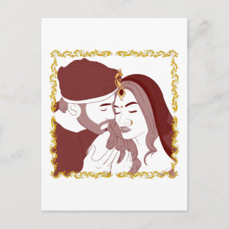 Briefkaart van een romantisch Indiaas Desi-koppel 