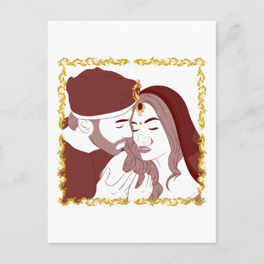 Briefkaart van een romantisch Indiaas Desi-koppel (Voorkant)