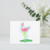 Briefkaart van een Roze Flamingo (Staand voorkant)