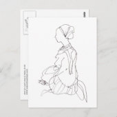 briefkaart van een zittende vrouw (Voorkant / Achterkant)