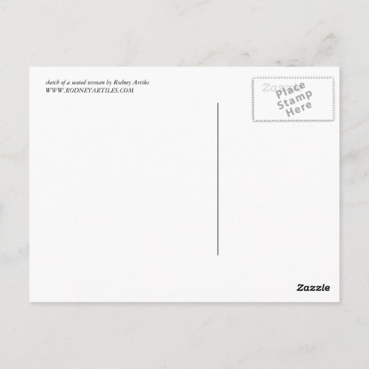 briefkaart van een zittende vrouw (Achterkant)