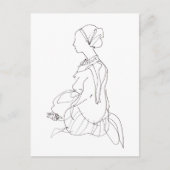 briefkaart van een zittende vrouw (Voorkant)