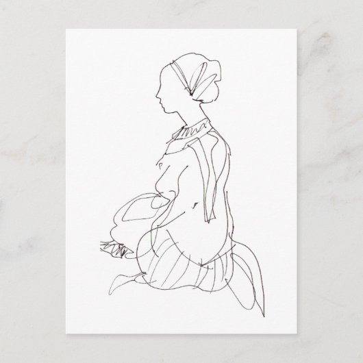 briefkaart van een zittende vrouw (Voorkant)