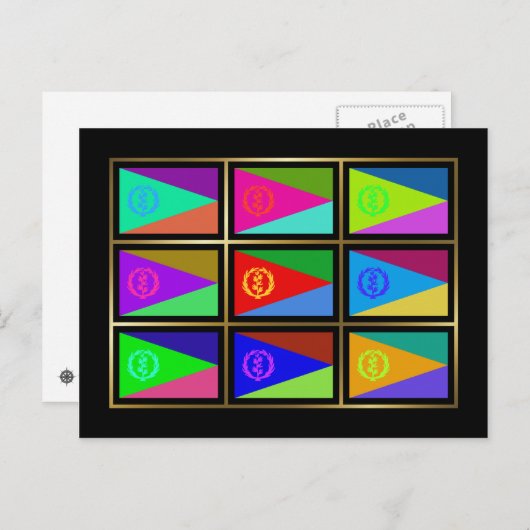 Briefkaart van Eritrea Multihue Flags (Voorkant / Achterkant)