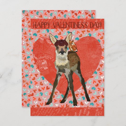 BRIEFKAART VAN FAWN & OWL VALENTIJNS (Voorkant / Achterkant)