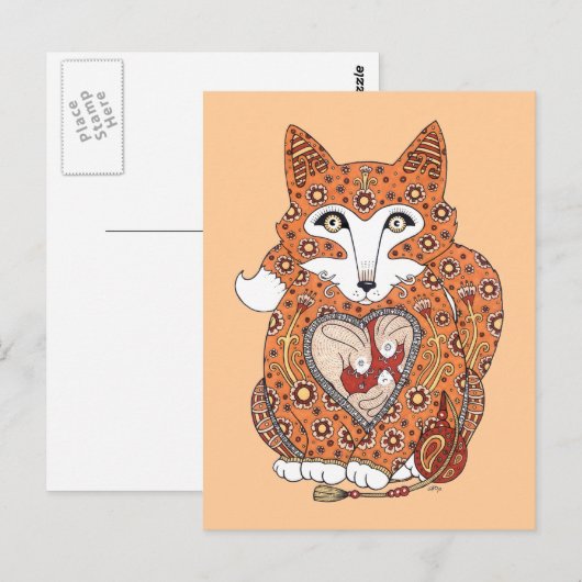 Briefkaart van Floral Fox Cub (Voorkant / Achterkant)