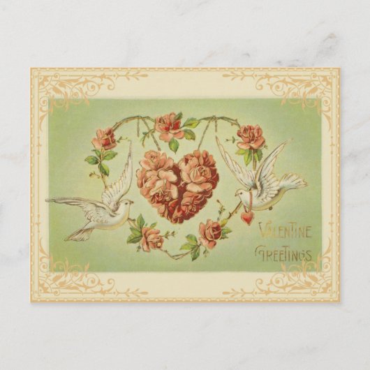 Briefkaart van Floral Heart en Doves (Voorkant)