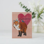 BRIEFKAART VAN FOX & INDIGO BIRDS VALENTIJNS (Staand voorkant)