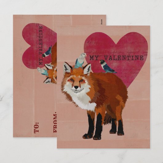 BRIEFKAART VAN FOX & INDIGO BIRDS VALENTIJNS (Voorkant / Achterkant)