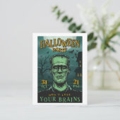 Briefkaart van Frankenstein Halloween Party (Staand voorkant)