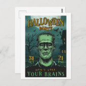 Briefkaart van Frankenstein Halloween Party (Voorkant / Achterkant)
