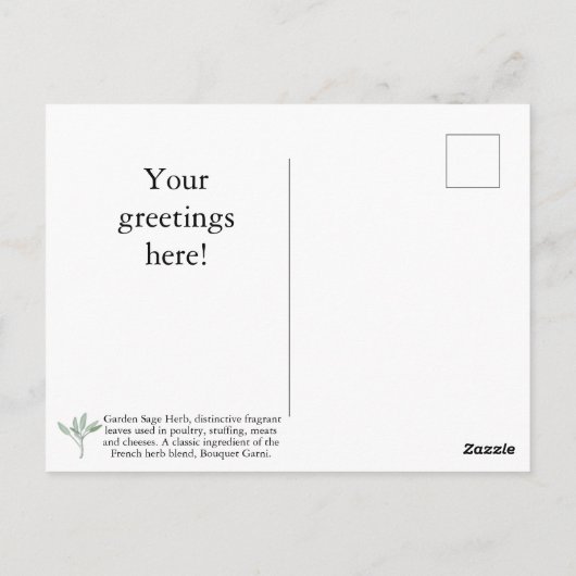 Briefkaart van Garden Sage Herb aanpassen (Achterkant)