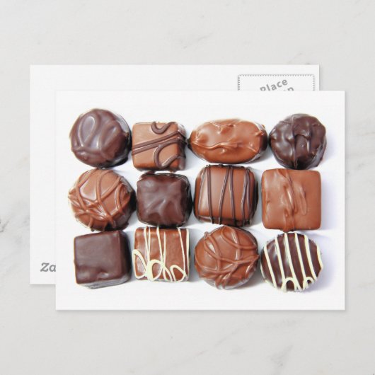 Briefkaart van geassorteerde chocolade (Voorkant / Achterkant)