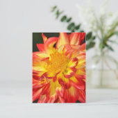 Briefkaart van gele en oranje dahlia (Staand voorkant)