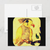 Briefkaart van gele en zwarte  vogel (Voorkant / Achterkant)