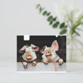 Briefkaart van gelukkige varkens (Staand voorkant)