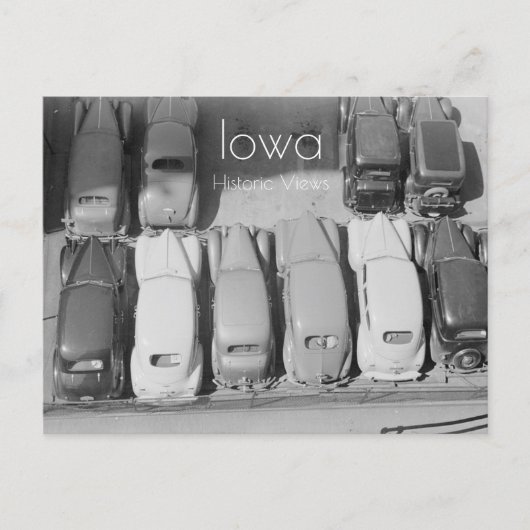 Briefkaart van geparkeerde auto's (Voorkant)