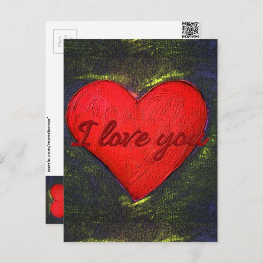 Briefkaart van geverfd hart (Voorkant / Achterkant)