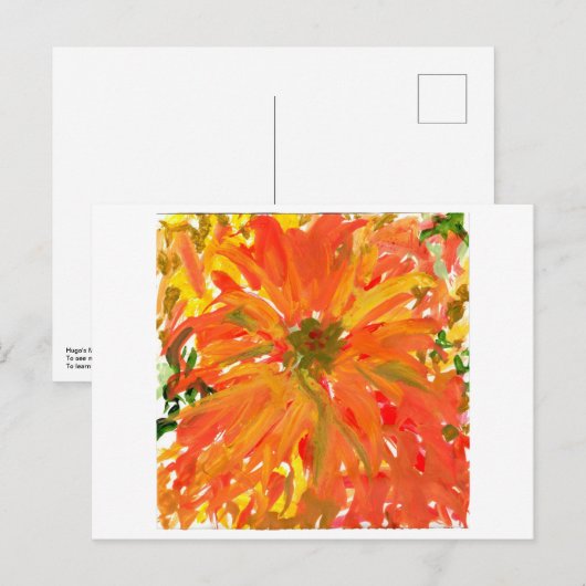 Briefkaart van goudbloem, oranje (Voorkant / Achterkant)