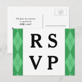 Briefkaart van Green Argyle Wedding Response (Voorkant / Achterkant)