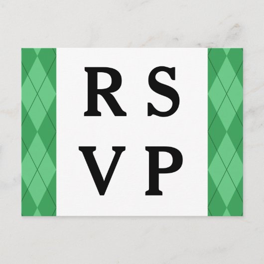 Briefkaart van Green Argyle Wedding Response (Voorkant)