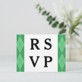 Briefkaart van Green Argyle Wedding Response (Staand voorkant)