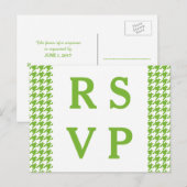 Briefkaart van Green Houndstooth Wedding RSVP (Voorkant / Achterkant)