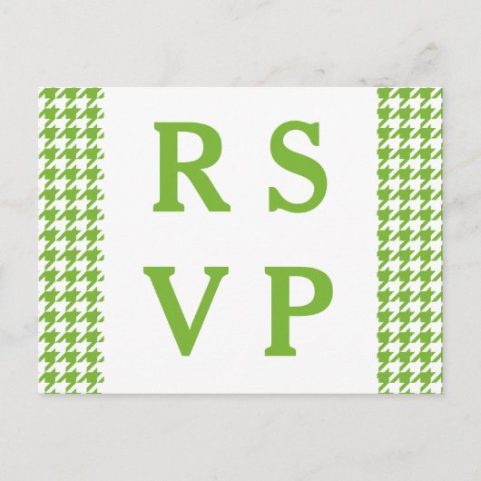 Briefkaart van Green Houndstooth Wedding RSVP (Voorkant)