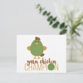 Briefkaart van groene en bruine kippen (Staand voorkant)