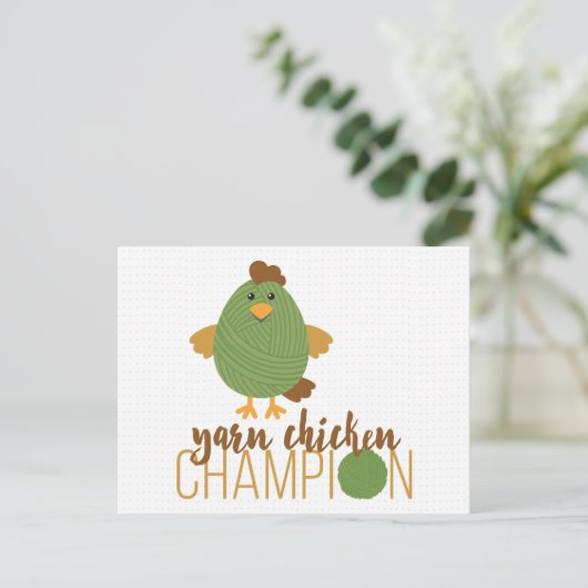 Briefkaart van groene en bruine kippen (Staand voorkant)